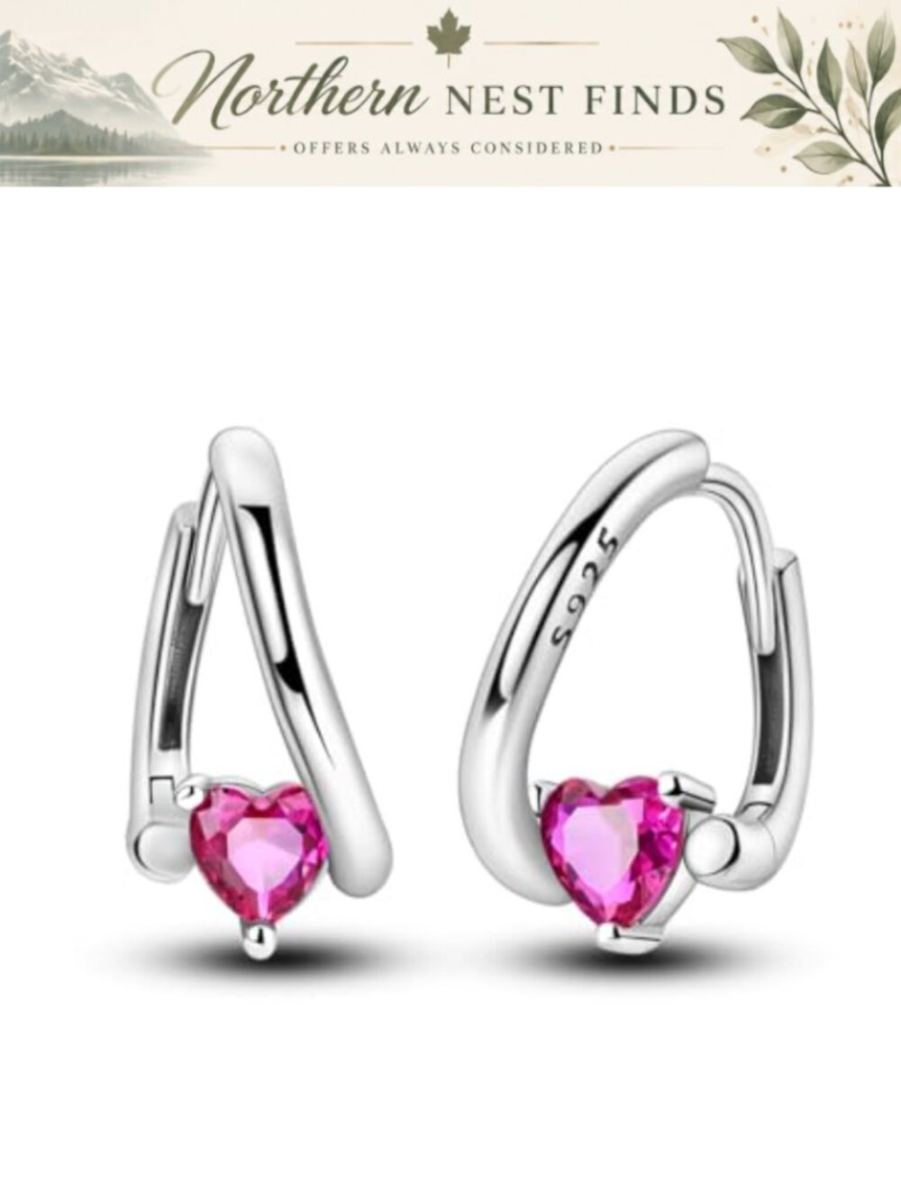 925 Sterling Silver Huggie Hoop Earrings Pave Cubic Zirconia Small Chunky
